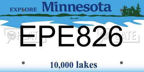 EPE826 Minnesota License Plate