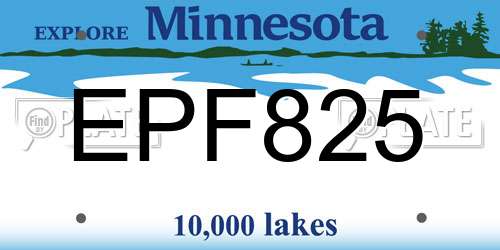 EPF825 Minnesota License Plate
