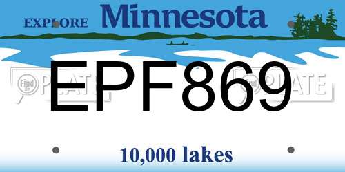 EPF869 Minnesota License Plate