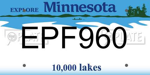EPF960 Minnesota License Plate