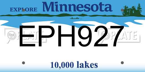 EPH927 Minnesota License Plate