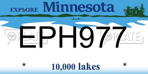 EPH977 Minnesota License Plate