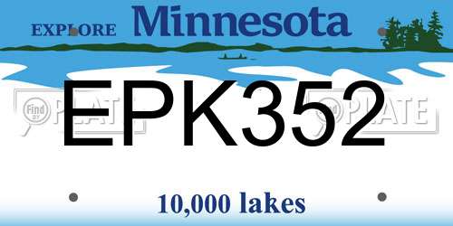 EPK352 Minnesota License Plate