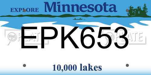 EPK653 Minnesota License Plate