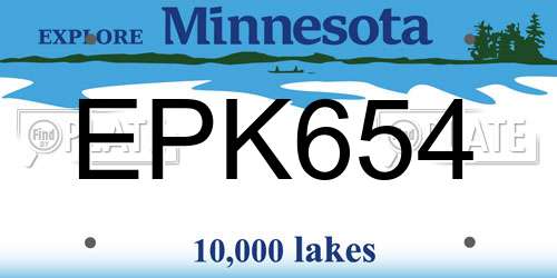 EPK654 Minnesota License Plate