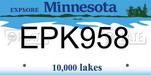 EPK958 Minnesota License Plate