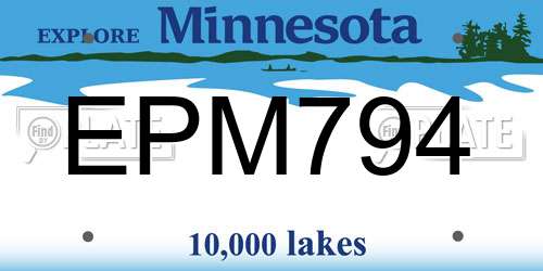 EPM794 Minnesota License Plate