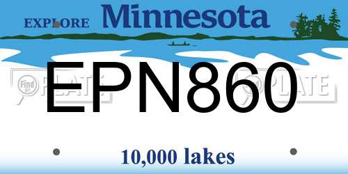 EPN860 Minnesota License Plate