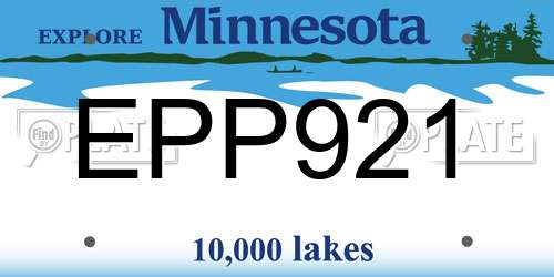 EPP921 Minnesota License Plate