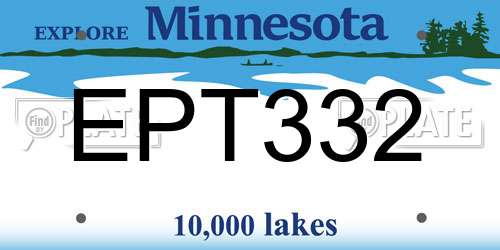 EPT332 Minnesota License Plate