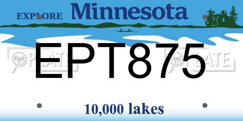 EPT875 Minnesota License Plate