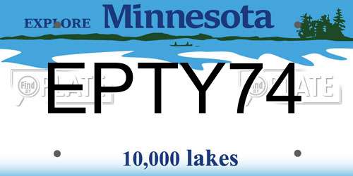 EPTY74 Minnesota License Plate