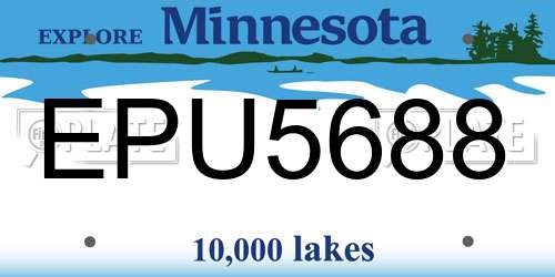 EPU5688 Minnesota License Plate