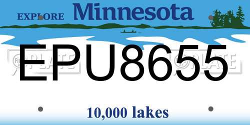 EPU8655 Minnesota License Plate