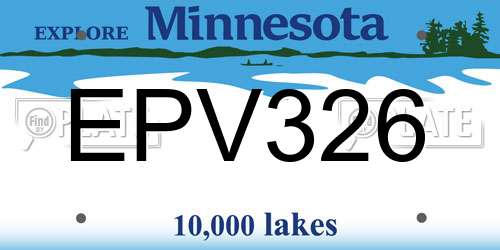 EPV326 Minnesota License Plate