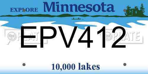 EPV412 Minnesota License Plate