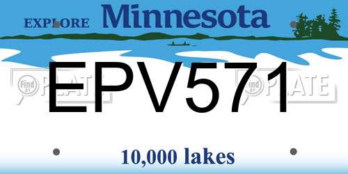 EPV571 Minnesota License Plate