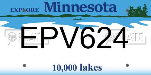 EPV624 Minnesota License Plate