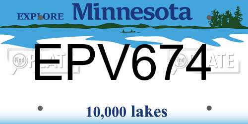 EPV674 Minnesota License Plate