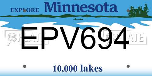 EPV694 Minnesota License Plate