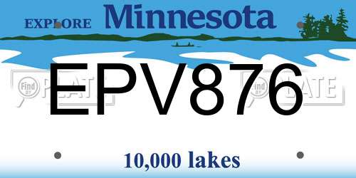 EPV876 Minnesota License Plate