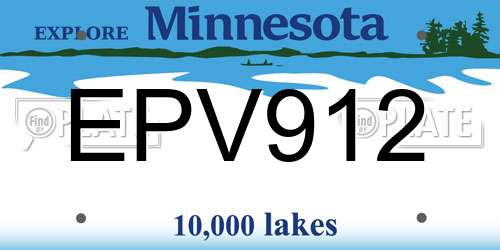 EPV912 Minnesota License Plate