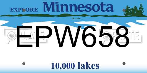 EPW658 Minnesota License Plate