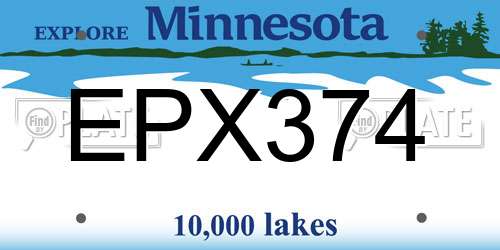 EPX374 Minnesota License Plate