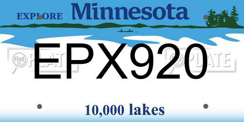 EPX920 Minnesota License Plate