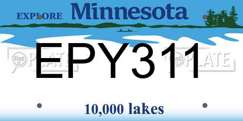 EPY311 Minnesota License Plate