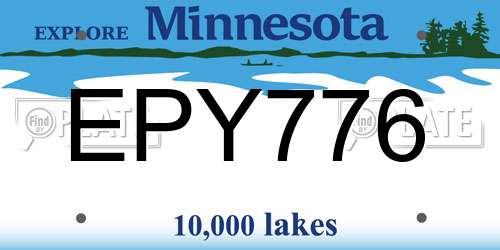 EPY776 Minnesota License Plate