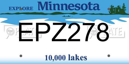 EPZ278 Minnesota License Plate