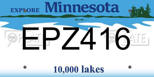 EPZ416 Minnesota License Plate