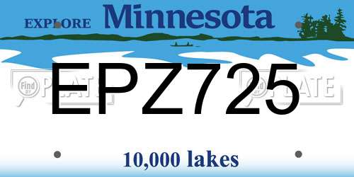 EPZ725 Minnesota License Plate