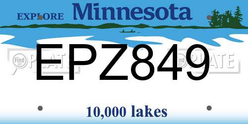 EPZ849 Minnesota License Plate