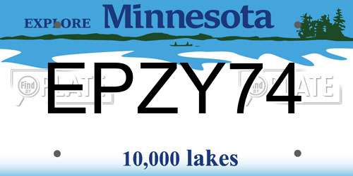 EPZY74 Minnesota License Plate