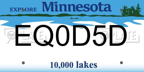 EQ0D5D Minnesota License Plate