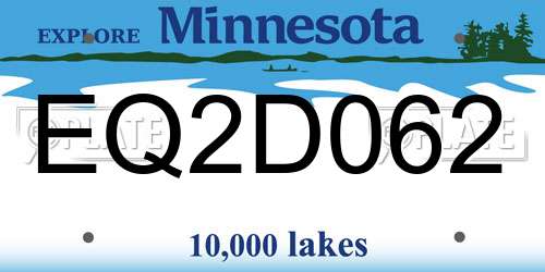EQ2D062 Minnesota License Plate