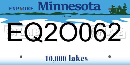 EQ2O062 Minnesota License Plate