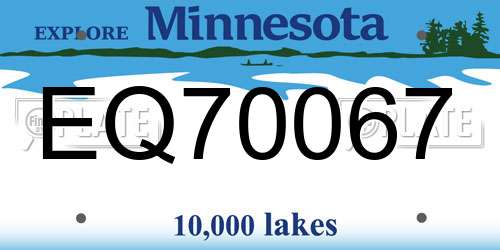EQ70067 Minnesota License Plate