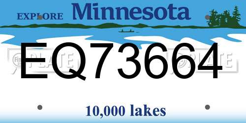 EQ73664 Minnesota License Plate