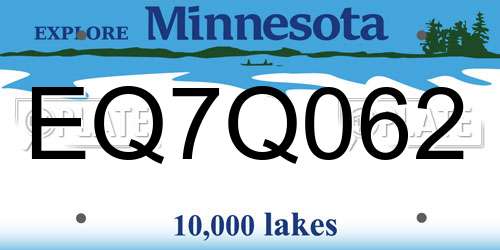 EQ7Q062 Minnesota License Plate