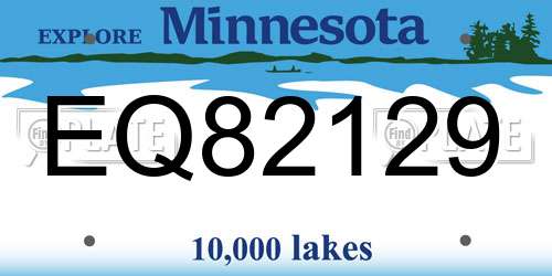 EQ82129 Minnesota License Plate
