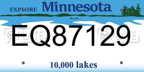 EQ87129 Minnesota License Plate