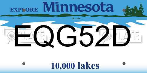 EQG52D Minnesota License Plate