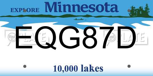 EQG87D Minnesota License Plate
