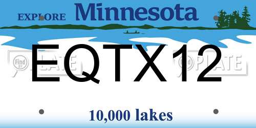 EQTX12 Minnesota License Plate
