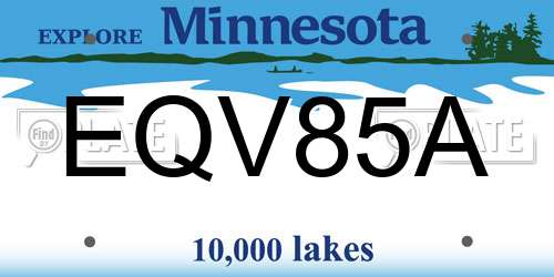 EQV85A Minnesota License Plate