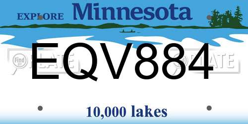 EQV884 Minnesota License Plate