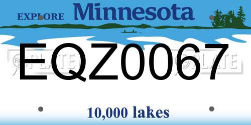 EQZ0067 Minnesota License Plate